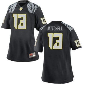 Women's Oregon Ducks #13 Dillon Mitchell Black Football Replica Embroidery Jerseys 254930-888