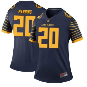 Womens Oregon #20 Dontae Manning Navy Football Legend Stitched Jerseys 949247-856