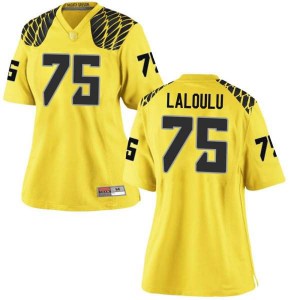 Women's Oregon #75 Faaope Laloulu Gold Football Game Stitched Jerseys 986510-196