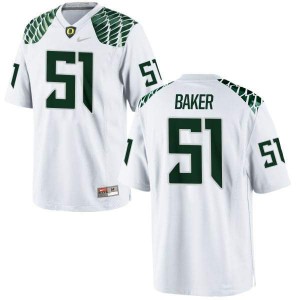 Women University of Oregon #51 Gary Baker White Football Authentic Embroidery Jersey 407124-430