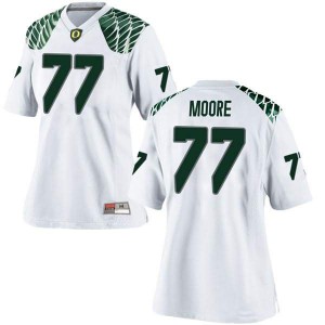 Womens University of Oregon #77 George Moore White Football Replica High School Jersey 670666-279