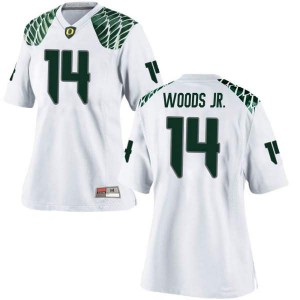 Women's University of Oregon #14 Haki Woods Jr. White Football Game Alumni Jerseys 925277-496