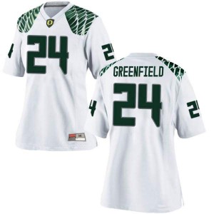 Women Oregon #24 JJ Greenfield White Football Replica NCAA Jerseys 901940-518