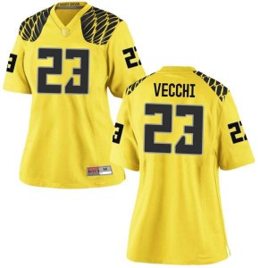 Womens University of Oregon #23 Jack Vecchi Gold Football Game College Jersey 646575-615