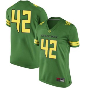 Women's Oregon #42 Jackson LaDuke Green Football Replica Player Jersey 621907-385