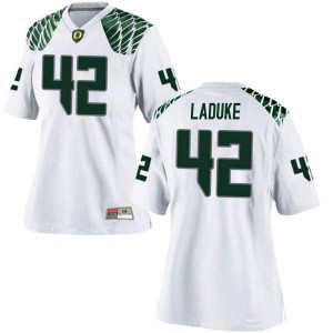 Women's Oregon Ducks #42 Jackson LaDuke White Football Replica High School Jersey 300492-883