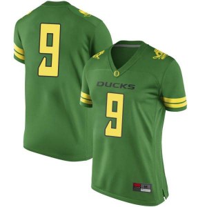 Women Oregon #9 Jaden Navarrette Green Football Game Stitched Jerseys 858593-300