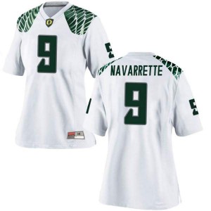 Womens University of Oregon #9 Jaden Navarrette White Football Game College Jerseys 944705-759