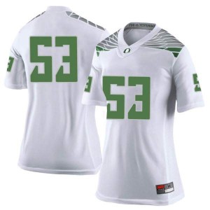 Womens University of Oregon #53 Jaylen Smith White Football Limited Stitched Jersey 983024-878
