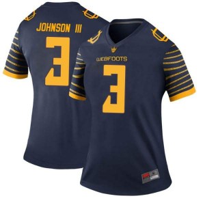 Women's Oregon #3 Johnny Johnson III Navy Football Legend University Jersey 829569-723