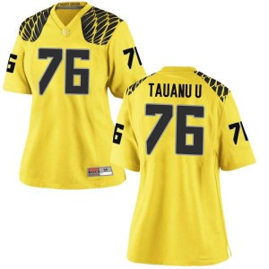Women Oregon #76 Jonah Tauanu'u Gold Football Game Embroidery Jersey 248204-945
