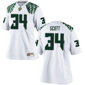 Women's Oregon Ducks #34 Jordon Scott White Football Game Embroidery Jersey 270464-348