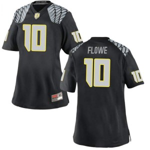 Women's Oregon Ducks #10 Justin Flowe Black Football Replica Embroidery Jerseys 686496-469