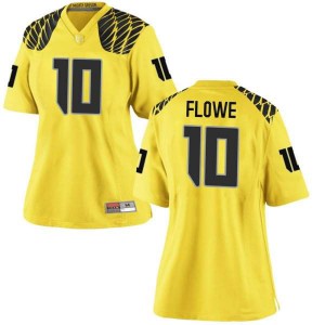 Women's University of Oregon #10 Justin Flowe Gold Football Replica Football Jerseys 702443-838