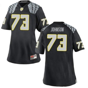 Womens University of Oregon #73 Justin Johnson Black Football Game Stitched Jerseys 579384-367