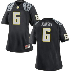 Womens Oregon Ducks #6 Juwan Johnson Black Football Game High School Jerseys 349341-691
