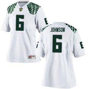 Women's Oregon #6 Juwan Johnson White Football Replica Stitched Jerseys 776368-220