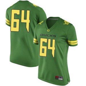 Women's University of Oregon #64 Kai Arneson Green Football Replica Stitch Jerseys 650352-174