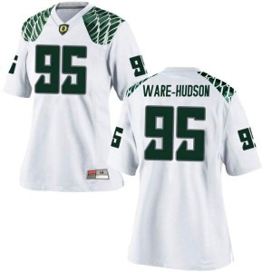 Women Ducks #95 Keyon Ware-Hudson White Football Replica High School Jersey 901634-908