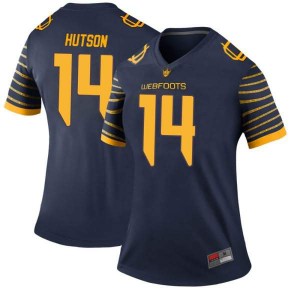 Women University of Oregon #14 Kris Hutson Navy Football Legend Football Jerseys 257651-112