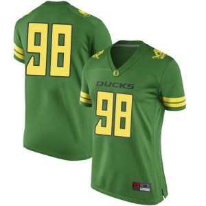 Women University of Oregon #98 Maceal Afaese Green Football Replica Embroidery Jerseys 627470-973