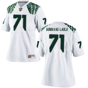 Women's Oregon Ducks #71 Malaesala Aumavae-Laulu White Football Replica Stitched Jerseys 364055-938