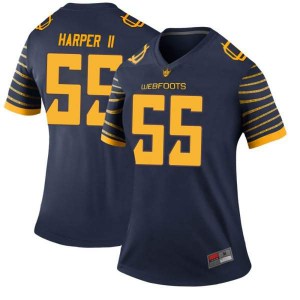 Womens Oregon #55 Marcus Harper II Navy Football Legend Stitch Jerseys 526874-593