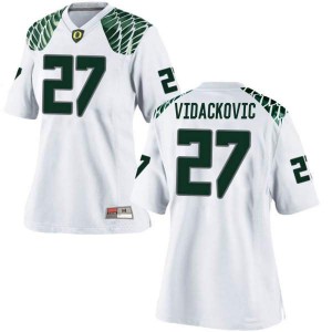 Women Ducks #27 Marko Vidackovic White Football Replica Stitched Jersey 824808-702