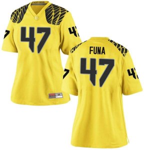 Womens University of Oregon #47 Mase Funa Gold Football Game Stitched Jerseys 796330-100