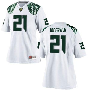 Women University of Oregon #21 Mattrell McGraw White Football Game Stitch Jerseys 926997-648