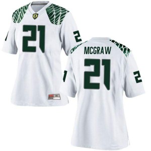 Women University of Oregon #21 Mattrell McGraw White Football Replica Stitch Jersey 440481-469