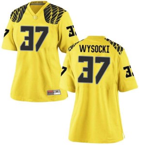 Women's Ducks #37 Max Wysocki Gold Football Game Player Jersey 477572-987