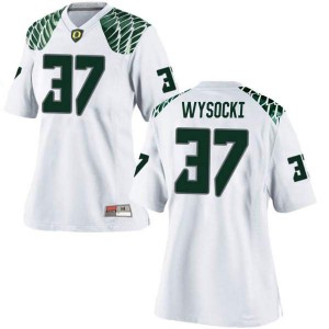 Women's University of Oregon #37 Max Wysocki White Football Game Embroidery Jerseys 828248-151