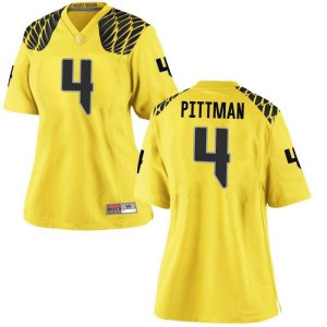 Womens University of Oregon #4 Mycah Pittman Gold Football Replica Official Jersey 880382-416