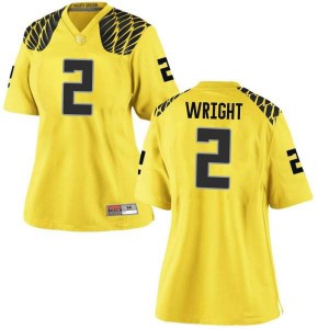 Womens UO #2 Mykael Wright Gold Football Game Embroidery Jersey 779139-620
