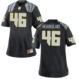 Womens University of Oregon #46 Nate Heaukulani Black Football Game Stitched Jerseys 970057-768