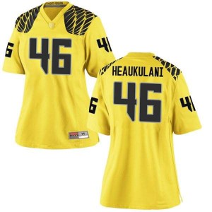 Women Oregon Ducks #46 Nate Heaukulani Gold Football Game Football Jersey 381513-504