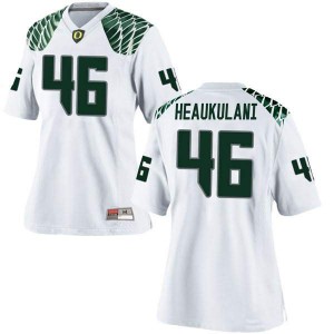 Womens Oregon Ducks #46 Nate Heaukulani White Football Replica Stitched Jerseys 581764-501