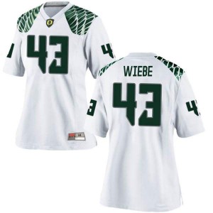 Women UO #43 Nick Wiebe White Football Replica Alumni Jerseys 208368-839