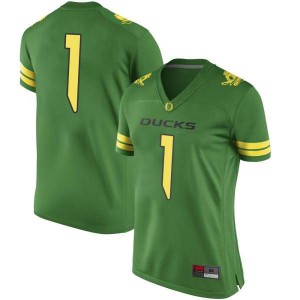Womens University of Oregon #1 Noah Sewell Green Football Replica Stitch Jersey 281877-771