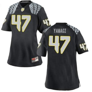 Womens Oregon Ducks #47 Peyton Yanagi Black Football Replica Embroidery Jersey 386636-820