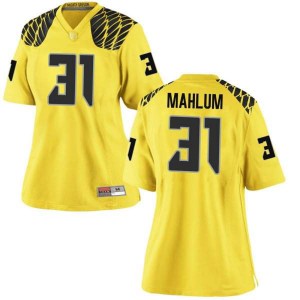 Women's Ducks #31 Race Mahlum Gold Football Game Embroidery Jerseys 825071-489