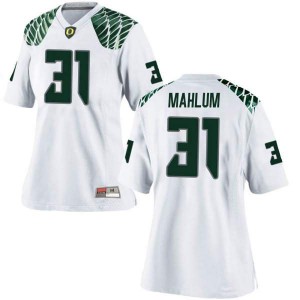 Women's University of Oregon #31 Race Mahlum White Football Game Player Jersey 285078-631