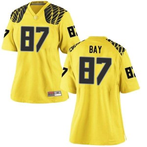 Women's UO #87 Ryan Bay Gold Football Game Official Jersey 150704-999