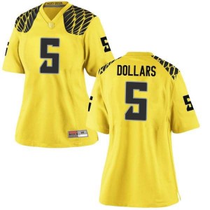 Women's University of Oregon #5 Sean Dollars Gold Football Game Player Jersey 396525-584