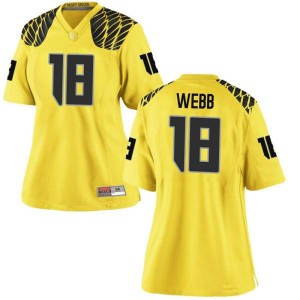 Womens University of Oregon #18 Spencer Webb Gold Football Game Stitched Jersey 202834-712