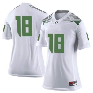 Womens University of Oregon #18 Spencer Webb White Football Limited College Jersey 474290-769