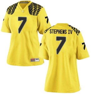 Women's Ducks #7 Steve Stephens IV Gold Football Game Stitched Jerseys 944343-288