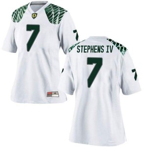 Womens Oregon Ducks #7 Steve Stephens IV White Football Game High School Jersey 409791-615
