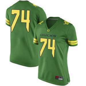 Women's Oregon #74 Steven Jones Green Football Game Embroidery Jersey 512416-652